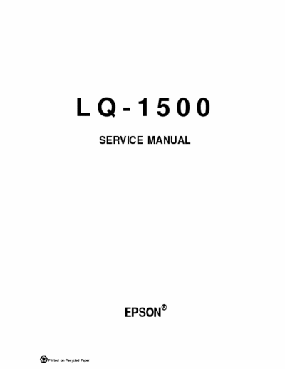 Epson LQ-1500 Epson LQ-1500 Service Manual